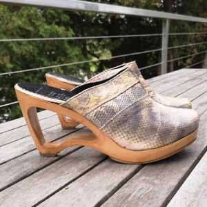 Funky snakeskin clogs/heels